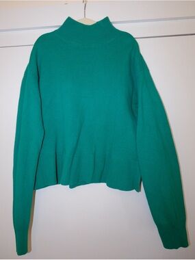 & Other Stories Green Mock Neck Sweater